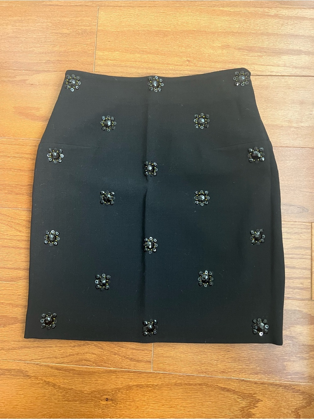 Noon By Noor Scout Embellished Mini Skirt Black Wool US 2 Beaded